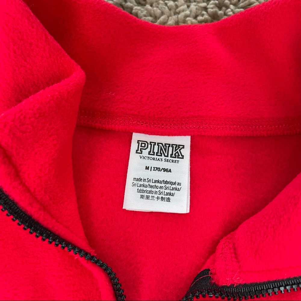 Victoria’s Secret PINK Polar Fleece Pullover Sweater Red Black Size Medium - Picture 9 of 11